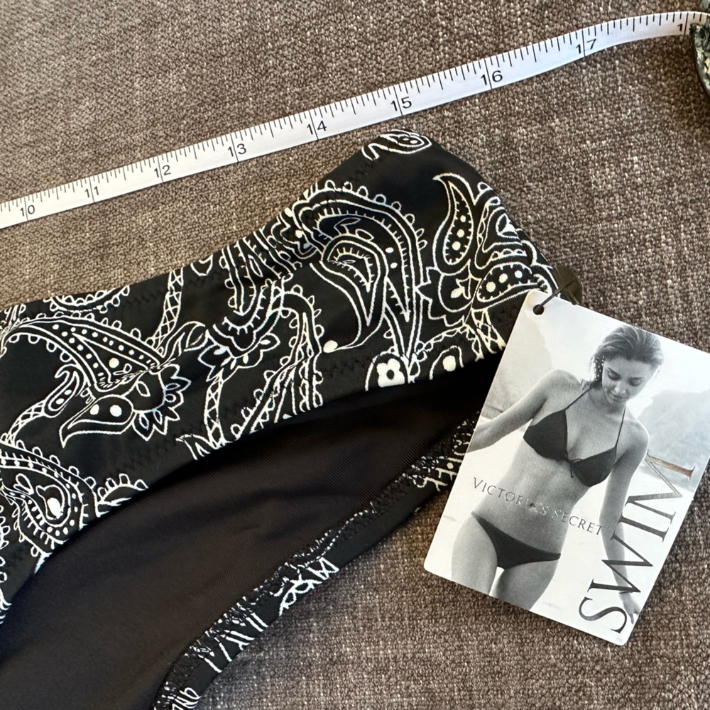 Vintage 2009 Victoria's Secret Black and White Brazilian Paisley Swim Bottom